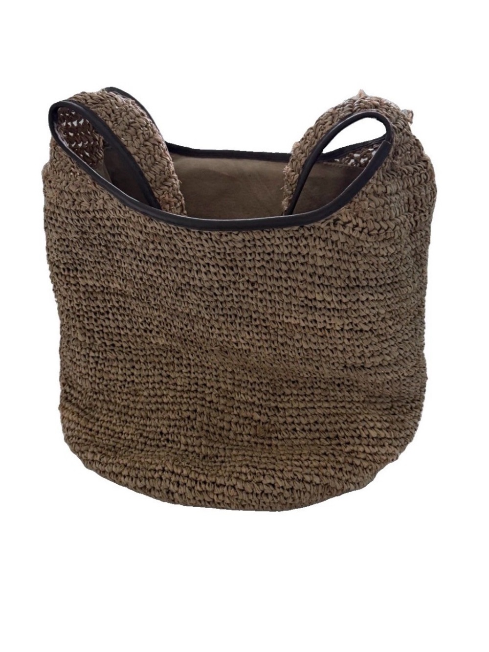 Flora Bella Raffia and Leather Woven Shoulder Bag Hobo Boho